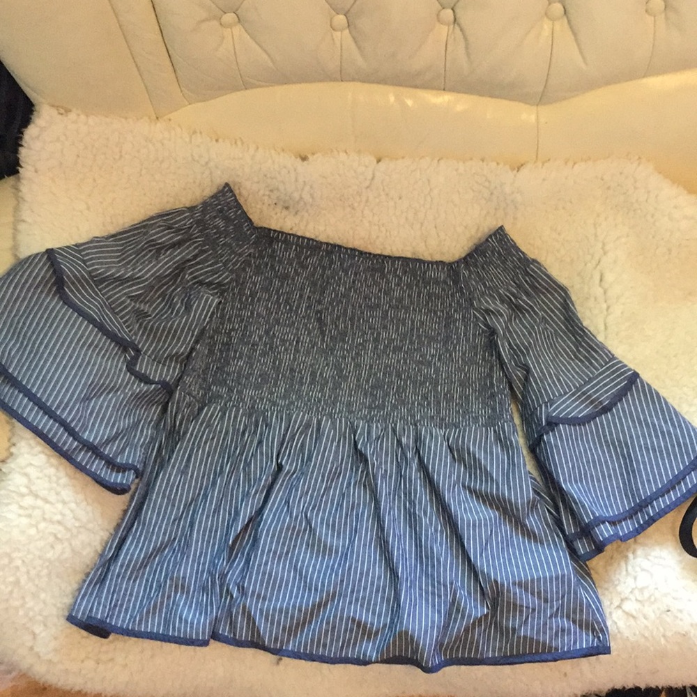American Eagle off shoulder peplum shirt stripes